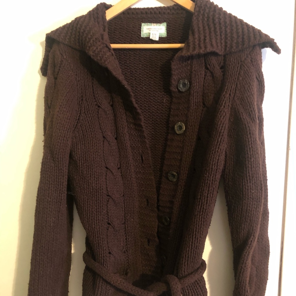 American Eagle brown button up sweater XL